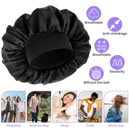 Silk Satin Sleep Bonnet for Men and Women, Adjustable Hair Wrap Cap