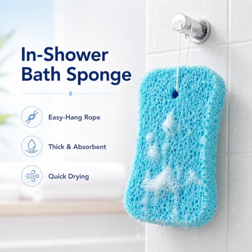 Danpaty Soft Exfoliating Bath Sponge with Hanging Rope - Blue