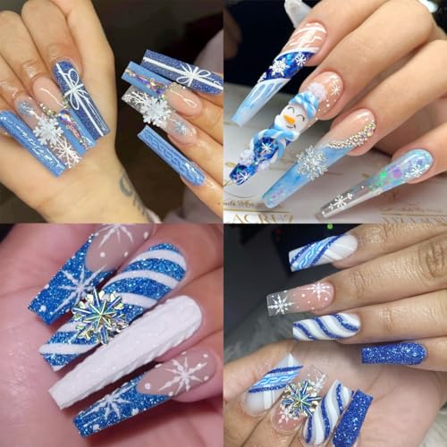 100Pcs Christmas 3D Resin Snowflake Nail Art Charms Rhinestones