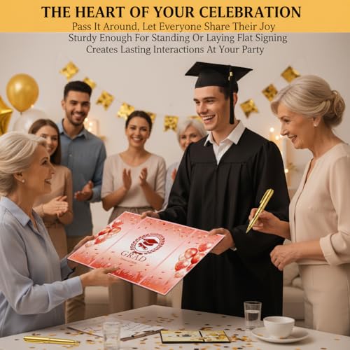 Rose Gold Graduation Guest Book 2026 - Signature Sign-In Board