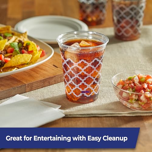 Hefty Party Perfect 18oz Clear Plastic Cups - Lattice Print, 20ct