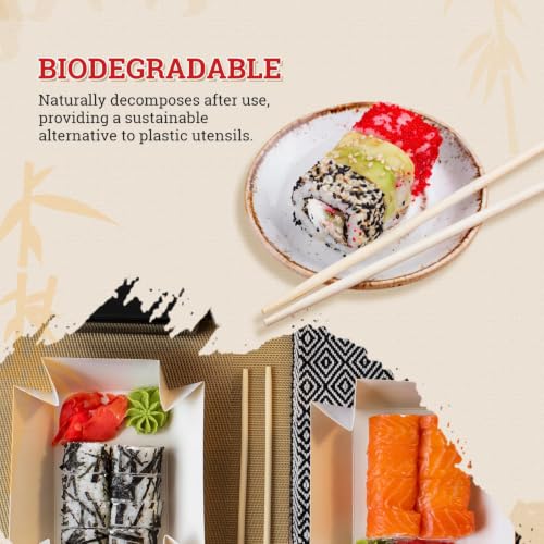 Premium Disposable Bamboo Chopsticks - 100 Sets, 9" Long