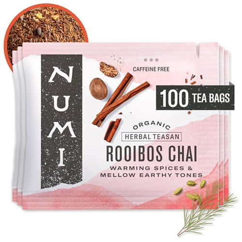 Numi Organic Rooibos Chai Tea - 100 Caffeine-Free Herbal Bags