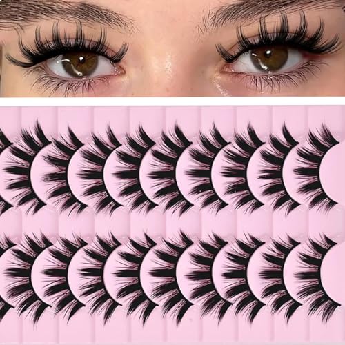 AM RIGHT THIRTY Faux 3D Mink False Eyelashes - 10 Pairs Multilayer Fluffy Manga Lashes