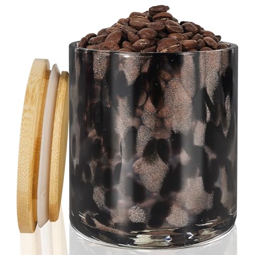 HEADAK LIFE Hand Blown Glass Food Storage Container 14oz Black Airtight Lid