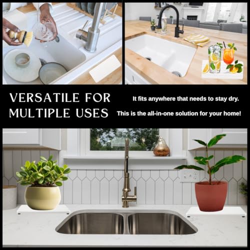 Water Absorbing Stone Tray Set for Bathroom & Kitchen - Diatomite Soap Holders & Coasters
