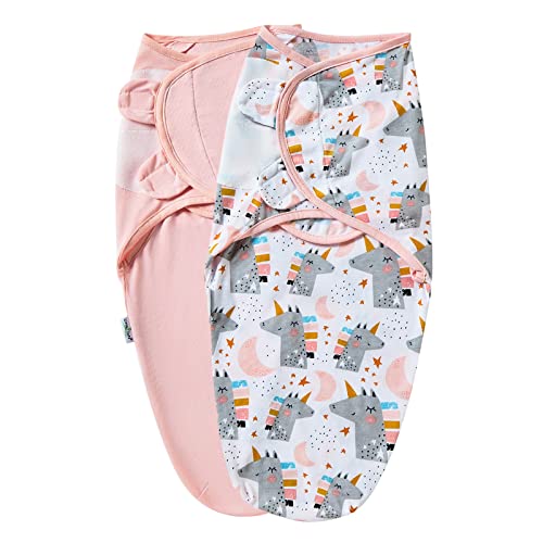 Pink Unicorn Baby Swaddle Blanket - 3 Pack Soft Cotton Wraps for Newborns 0-3 Months