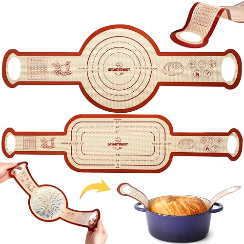 Sourdough Bread Sling Set - 2PCS Non-Stick Silicone Mat with Long Handles