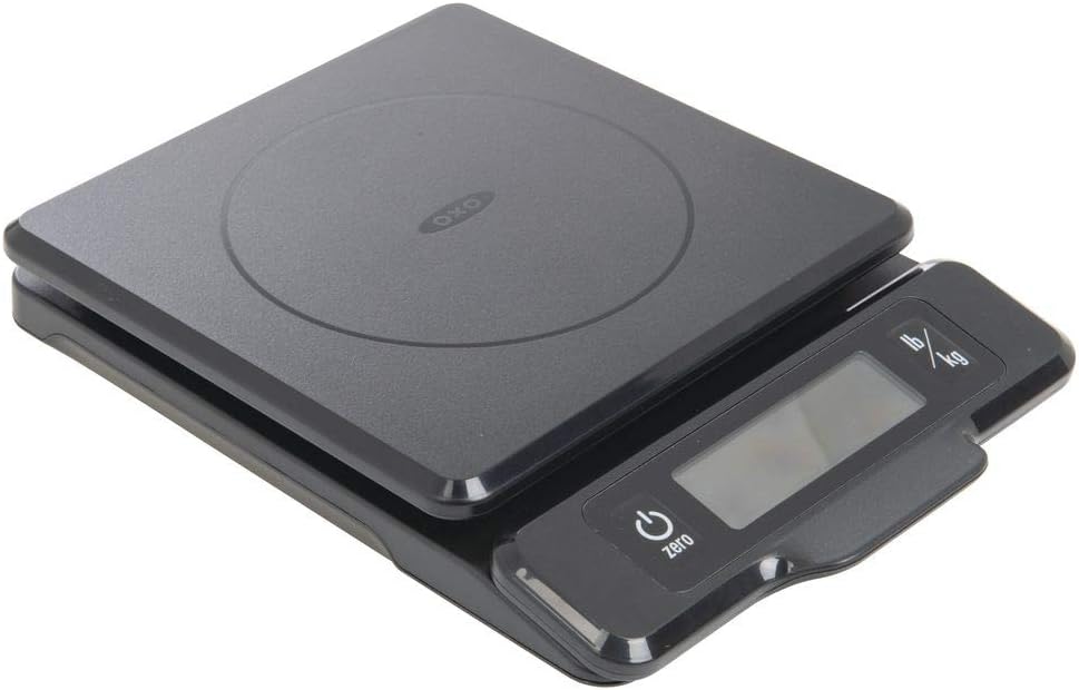 OXO Good Grips Kitchen Scale - 5 lb Capacity with Pull-Out Display | Sleek Black Design
