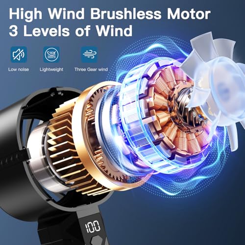 WXX Portable Handheld Turbo Fan Black - Mini Personal Fan with Digital Display