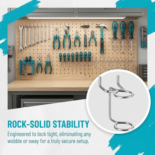 5-Pack Pegboard Screwdriver Holder - Double-Ring Tool Organizer Hooks