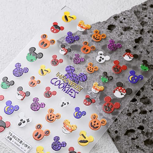 5D Embossed Halloween Nail Stickers Self-Adhesive Art Decals