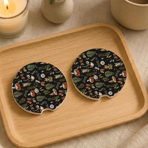 Absorbent Ceramic Car Coasters - 2 Pack, Stylish Design for Cup Holders