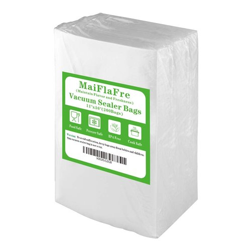 MaiFlaFre 200 Gallon11X16 Vacuum Sealer Bags with Commercial Grade, BPA Free, Heavy Duty.Vacuum Sealer Freezer Bags Compatible with Any Types Vacuum Sealer