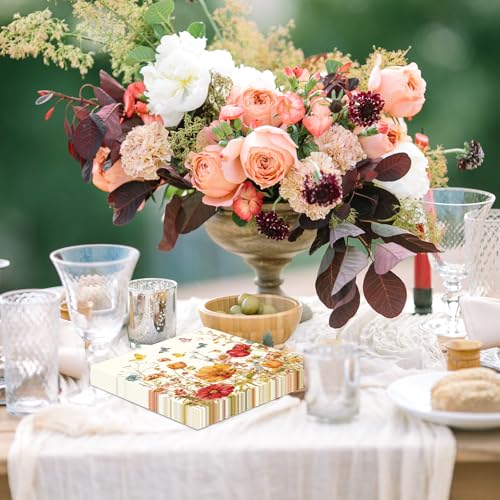 Vintage Floral Paper Napkins - 50 Pack, 6.5x6.5 Inches for Events