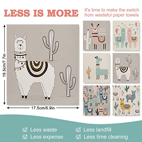 Set of 6 Cotton Alpaca Swedish Kitchen Dishcloths - Absorbent & Reusable Cleaning Towels