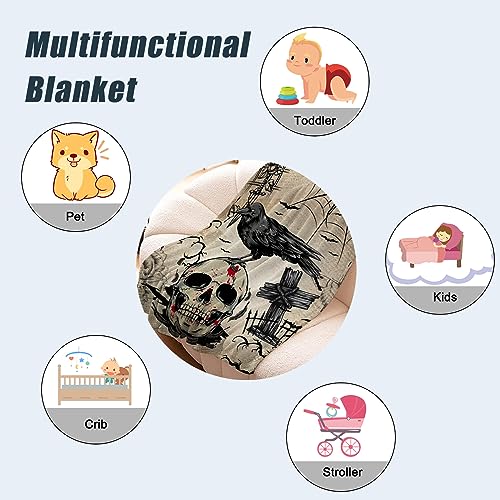 Neatee Living Vintage Skull Halloween Throw Blanket - Soft Fleece 30x40
