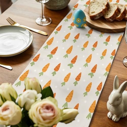 Easter Table Runner 72 Inch Beige Carrot Spring Table Decor