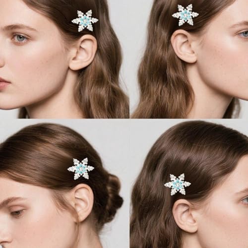 Sparkling Snowflake Rhinestone Hair Clips 10-Piece Set Green