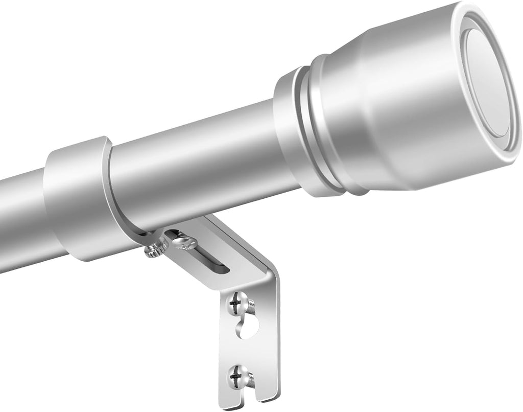 Silver Curtain Rod by [Brand Name] - Heavy Duty Adjustable Telescopic Design | Fits 30-54 Inch Windows