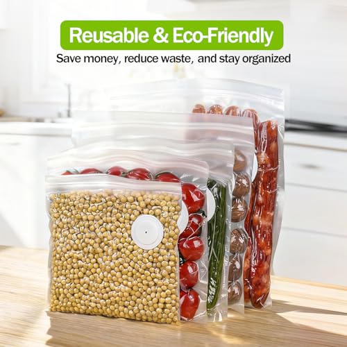 Reusable Vacuum Sealer Bags for Food Storage - BPA-Free, Leak-Proof, 10 Pack