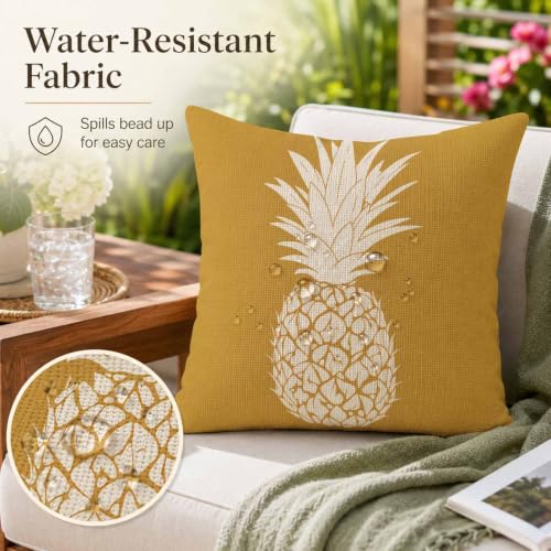 Minimalist Pineapple Throw Pillow Cover, 16x16 Inch Linen Decorative Case