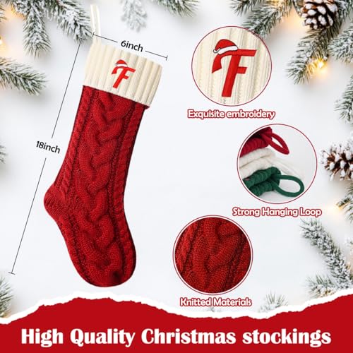 Large 18'' Christmas Stocking with Initial G - White/Red Knit Monogram Stocking