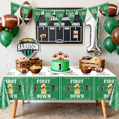 Football 1st Birthday Party Tablecloth & Banner Set