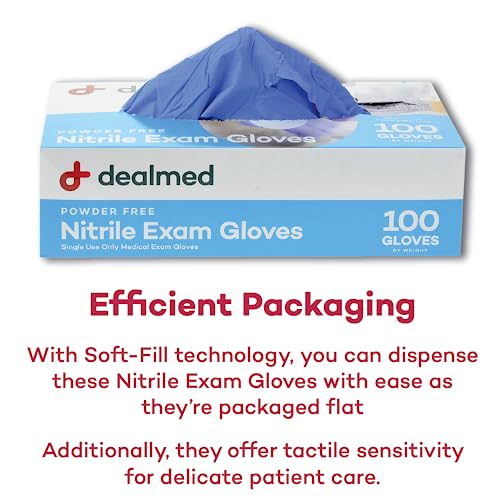 Dealmed Nitrile Exam Gloves - Latex Free, Medium, 100 Count