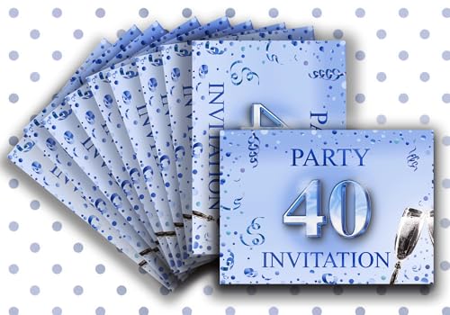 Edition Colibri 40th Birthday Invitation Cards Set of 10 Elegant Fill-in