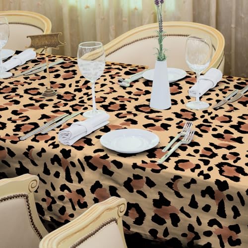 Temicle 3-Pack Leopard Print Plastic Tablecloths - 54 x 108 Inch Disposable