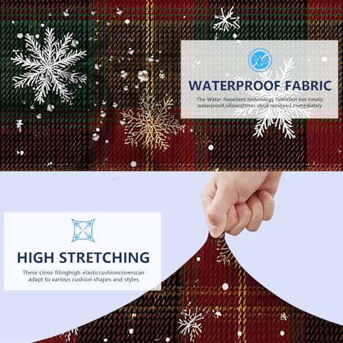 38 Pcs Christmas Snowflake Plaid Couch Cushion Covers - Washable 27.5"D x 25"W x 9"H