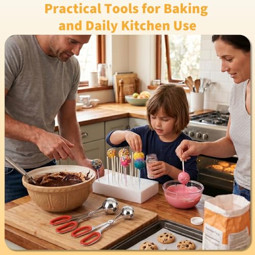 Stainless Steel Cake Pop Scoop Set, 2-Pack Non-Stick Cookie Dough Ball Maker