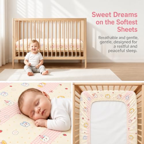 Fitted Baby Crib Sheets 2-Pack, Ultra-Soft Microfiber for Cribs & Toddlers