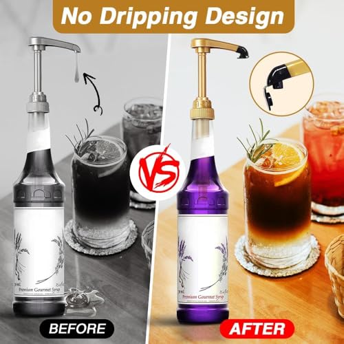 4 Pack Gold Leak Proof Syrup Pumps for 750ml Bottles