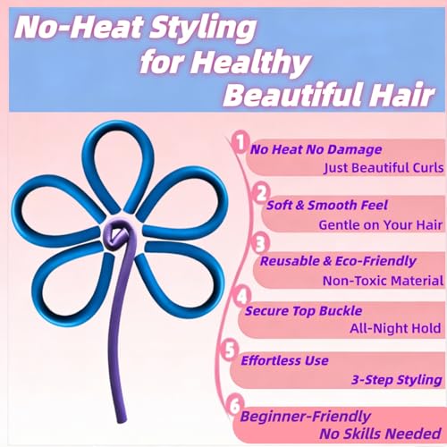 Flexible Foam Hair Rollers 10pcs No Heat Soft Twist Curlers Purple