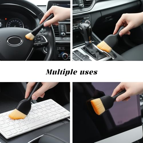3-Piece Car Detailing Brush Set - Soft Microfiber Dust Brushes