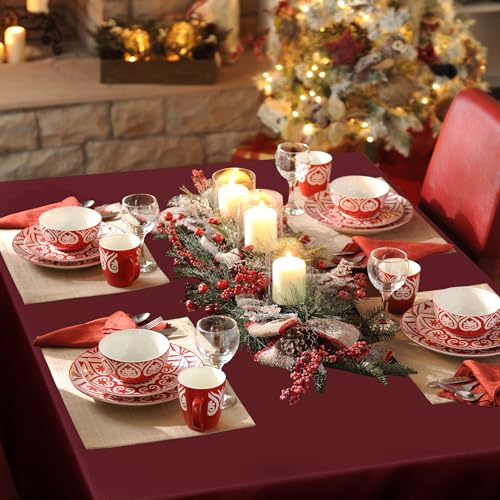 Sancua Rectangle Tablecloth 90 x 132 Inches Burgundy - Durable Polyester