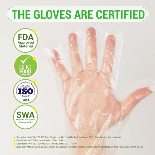 GENERALCARE Disposable Plastic Food Handling Gloves 100pcs One Size