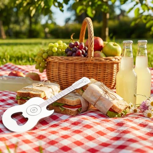 Guitar Shaped Stainless Steel Bottle Opener - 2 Pack Gift Set