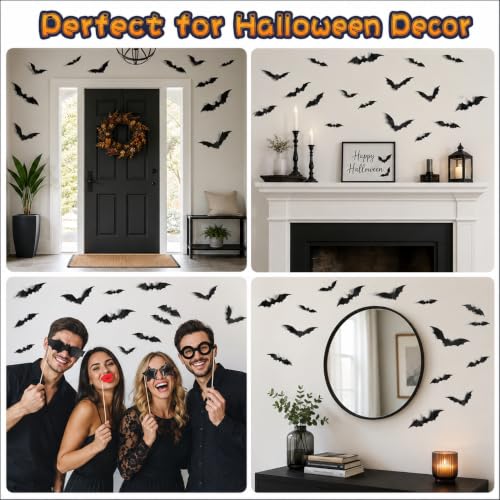 120pcs 3D Bat Wall Decor for Halloween | Scary Indoor & Outdoor Decorations