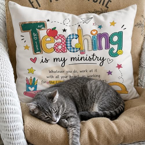 Teaching Throw Pillow Cover 18x18 Inch - Christian Gifts for Teachers
