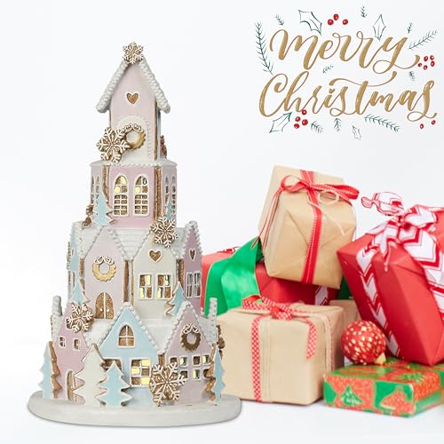 Pink Gingerbread House Christmas Decor with LED Lights - Indoor Village