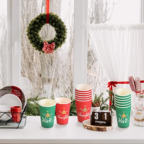 Christmas Paper Cups 12 oz Disposables Naughty or Nice Theme 60 Pack - 10.63" x 6.69"