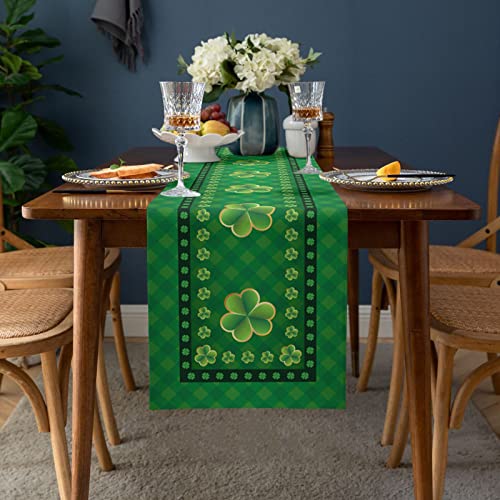 St. Patrick's Day Clover Buffalo Check Table Runner 13x36 Inch