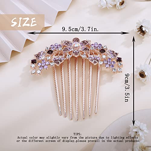 Aimimier Purple Crystal Rhinestone Bridal Hair Comb for Wedding