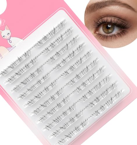 FRCTLNKG 80Pcs Lower Lash Clusters 5-7mm Clear Band Bottom Lashes