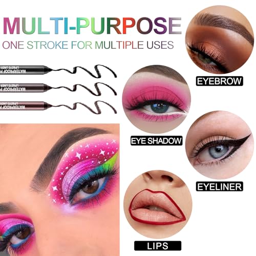 Meilury 3-Piece Colorful Eyeliner Pen Set Waterproof Metallic Glitter
