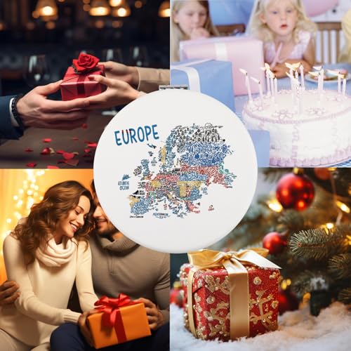 Europe Map Travel Compact Makeup Mirror Double-Sided Pocket Mirror