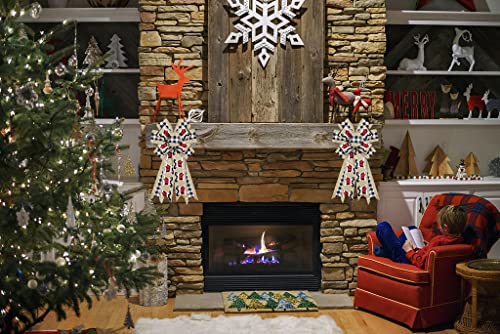 Large Christmas Wreath Bow Set with Black Buffalo Plaid and Burlap Santa Boots Variation